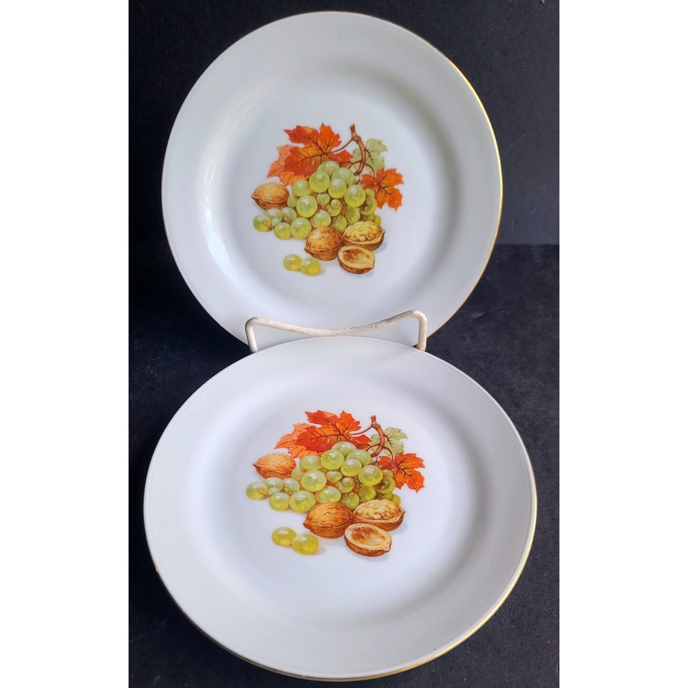 Vintage Seltmann Weiden Bavaria Ingrid JWK Fruit Harvest 7.5" Plates Set of‎ 2